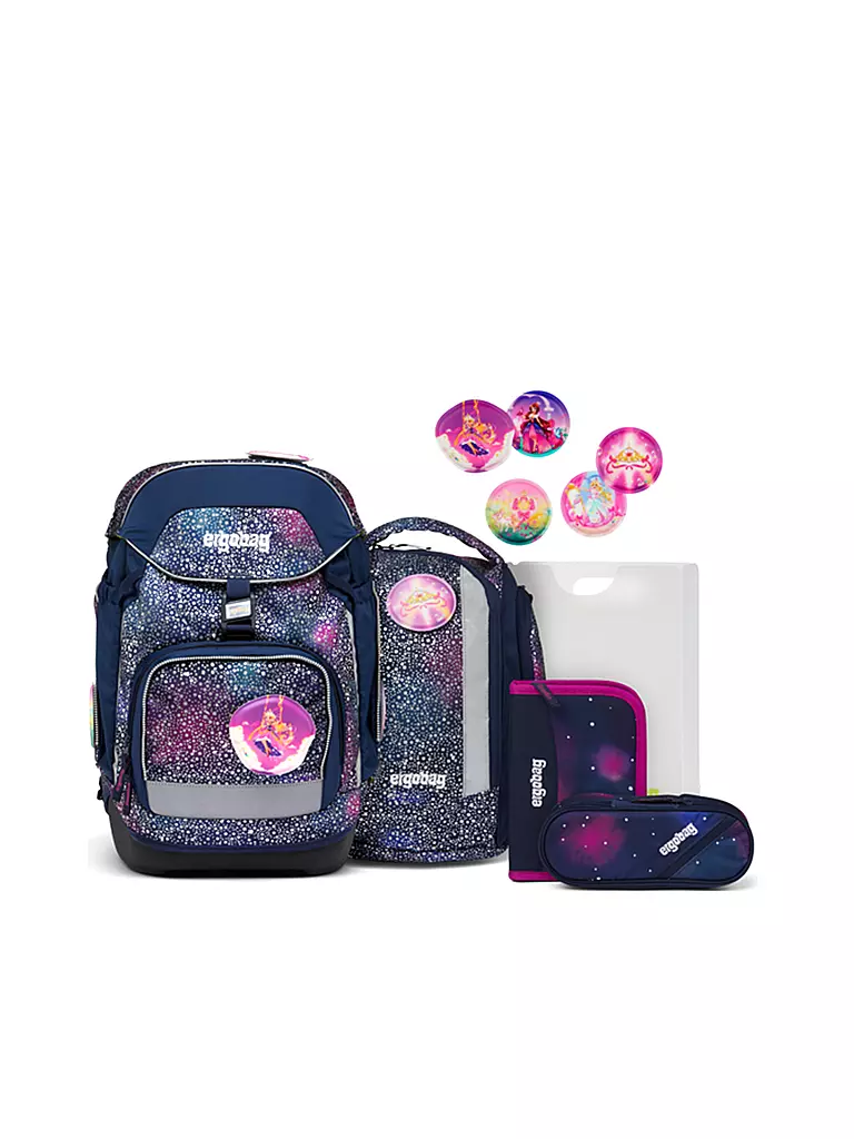 ERGOBAG Schultaschen Set 6tlg PACK Reflex Glow - Bärlaxy lila
