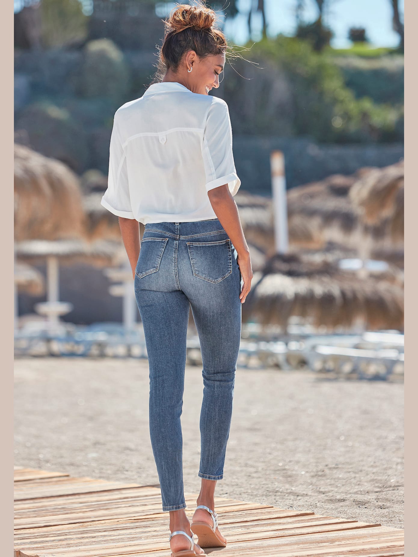 Jean taille haute jegging taille haute avec boutons