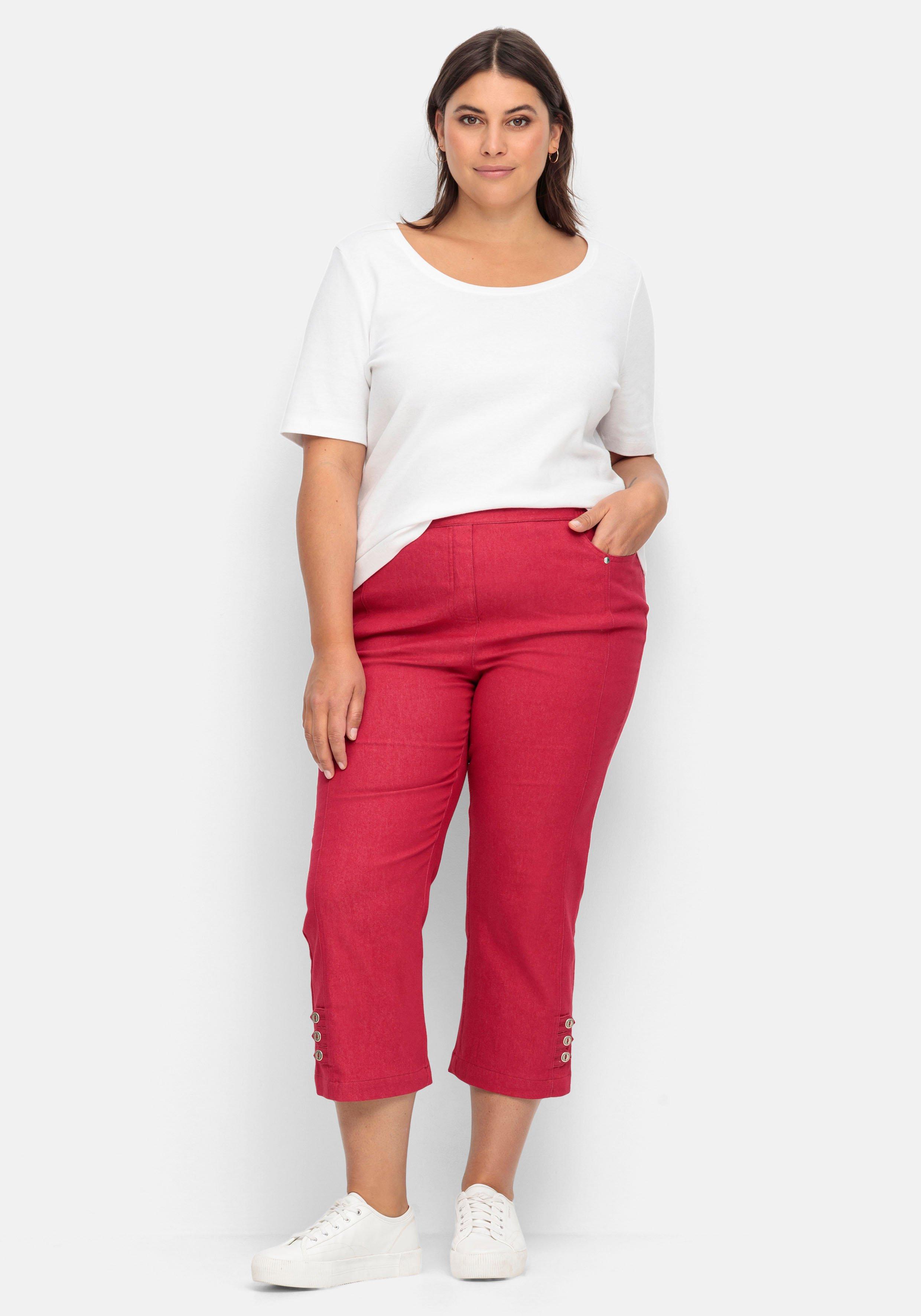 7/8-Jeans mit Zierknöpfen am Saum