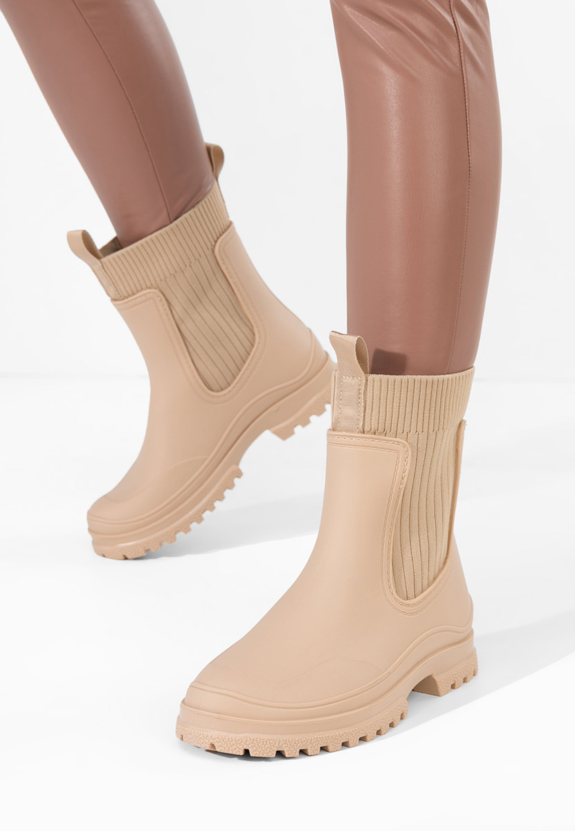 Bottines en caoutchouc beige Aideia