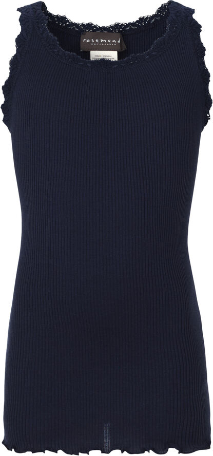 Rosemunde Silk top regular w/ lace Blå