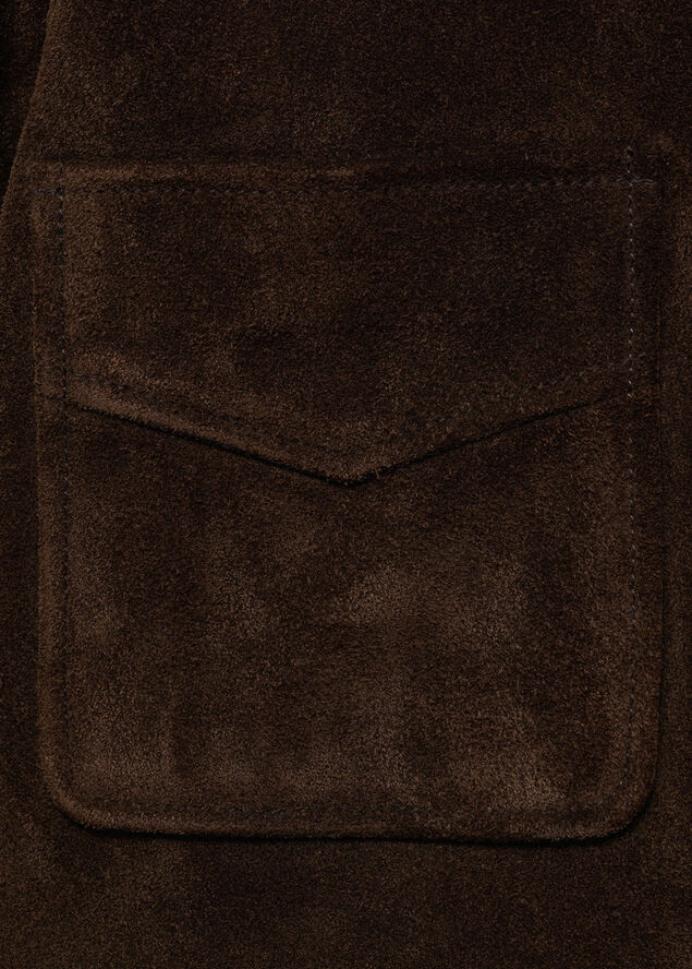 MANGO 100% split leather jacket Dark brown