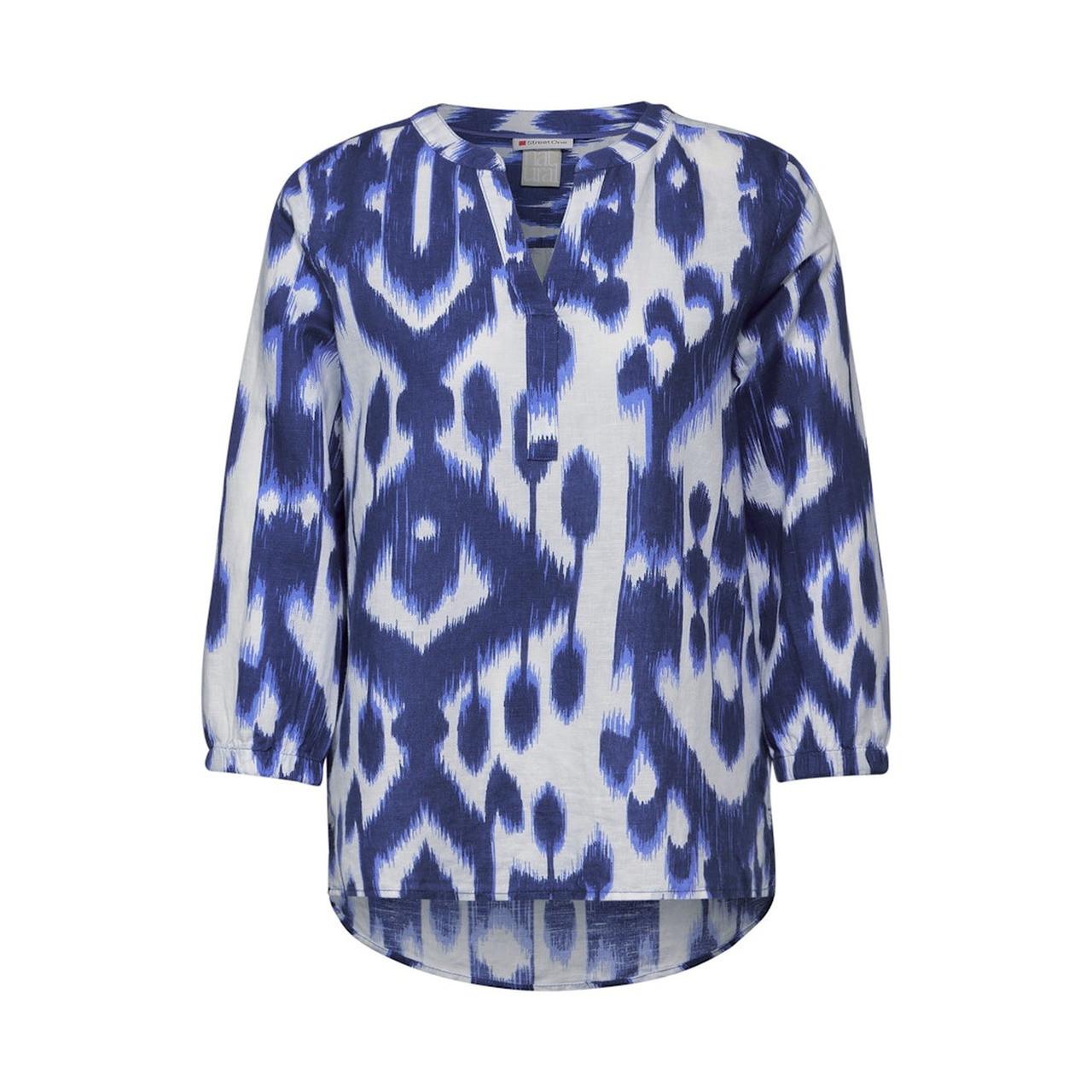 Street One LS_Printed splitneck blouse w