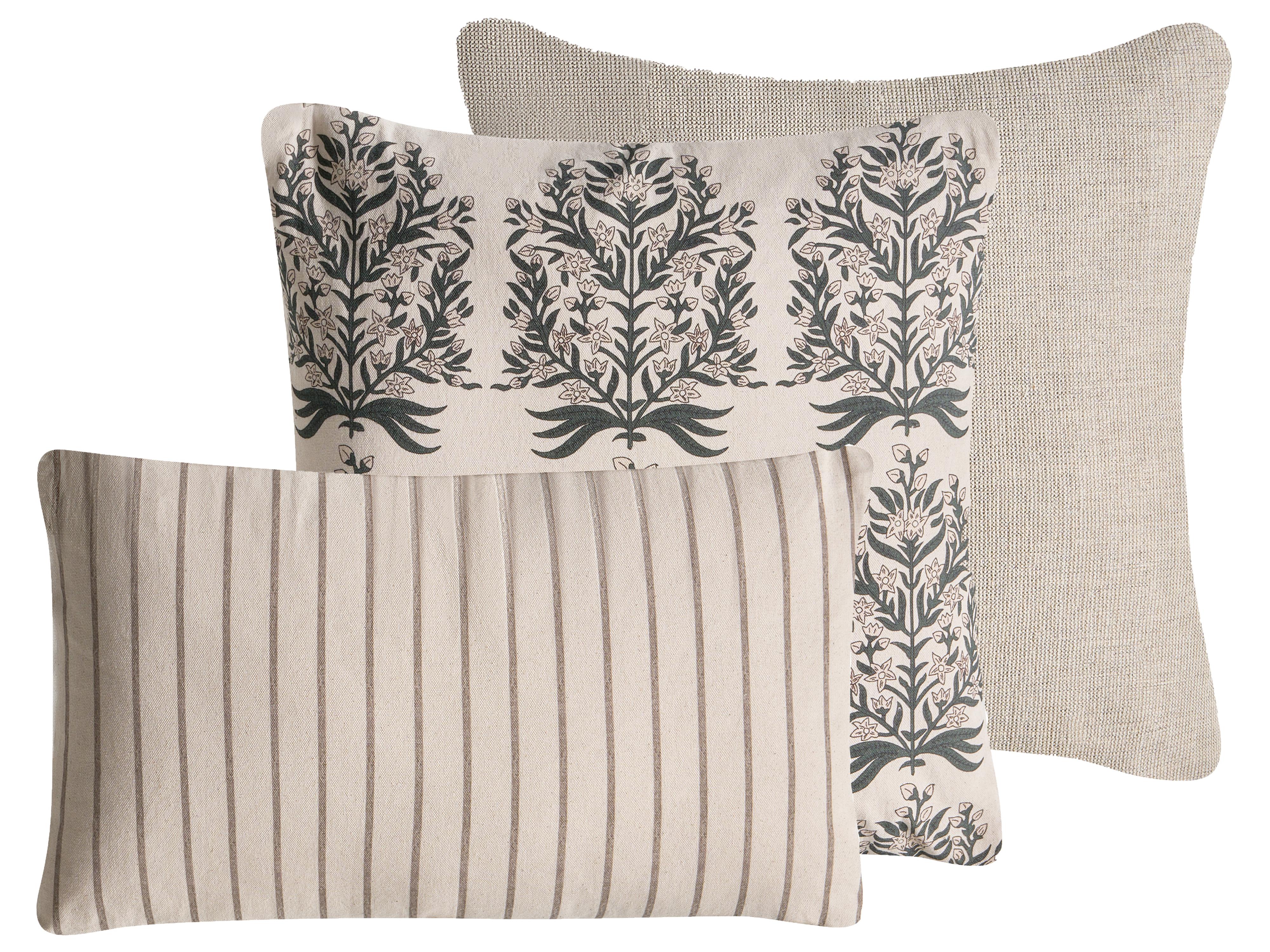 Set van 3 sierkussens MYRISTICA Katoen 30 x 50 cm 45 x 45 cm Beige bloempatroon