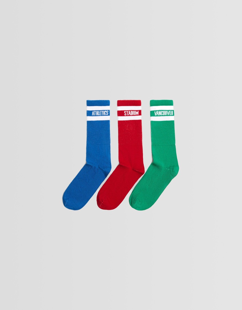 Pacote com 3 pares de meias retrô