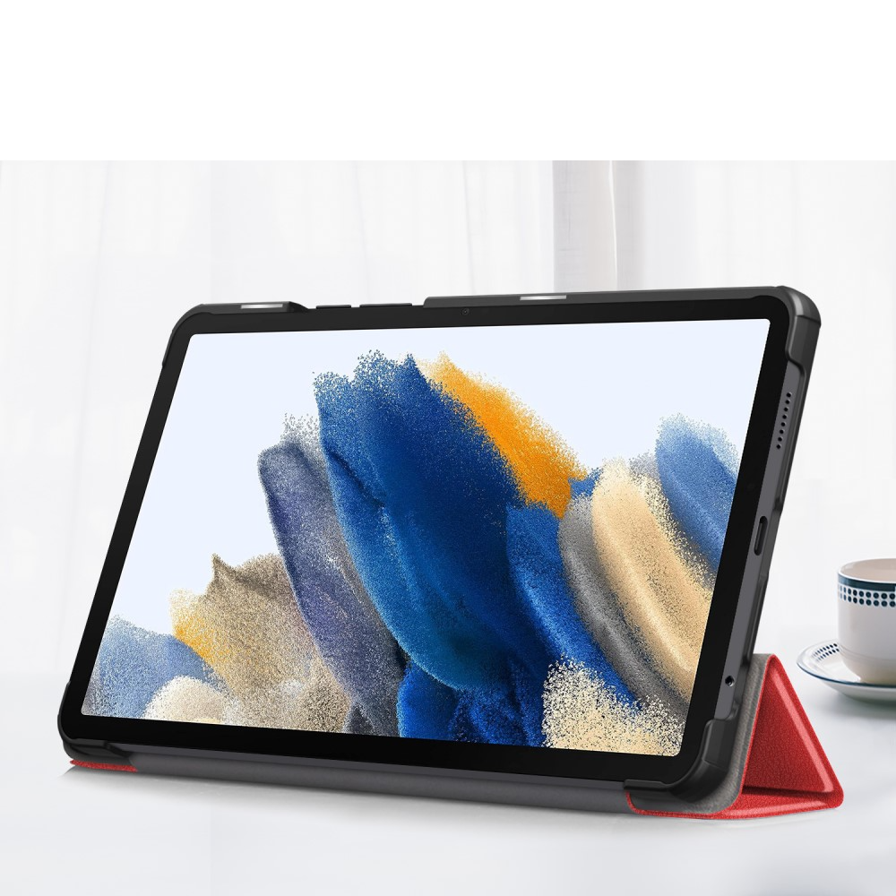 Samsung Galaxy Tab A9 Leder Tasche Smart Cover Hülle Litchi Look - Rot