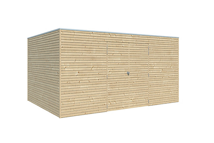 Abri de jardin QB en bois coloris naturel ép.28 mm surface extérieure 12,60 m²