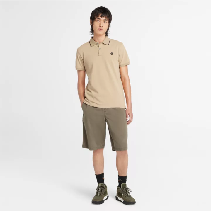 Polo à col imprimé Millers River pour homme en beige