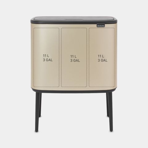 Bo Touch Bin, met 3 binnenemmers, 3 x 11 liter - Metallic Gold