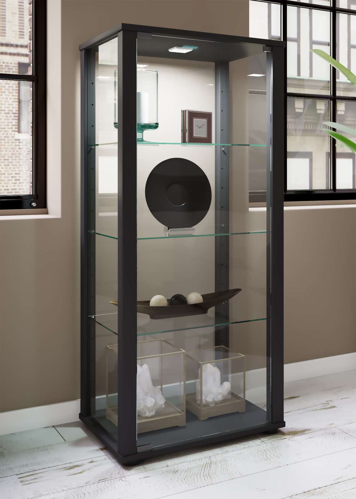 Vitrine KAVISA M - schwarz - 114,5 cm hoch
