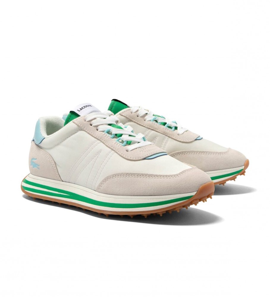 Tênis Lacoste L-Spin Textile Heel Pop em couro bege