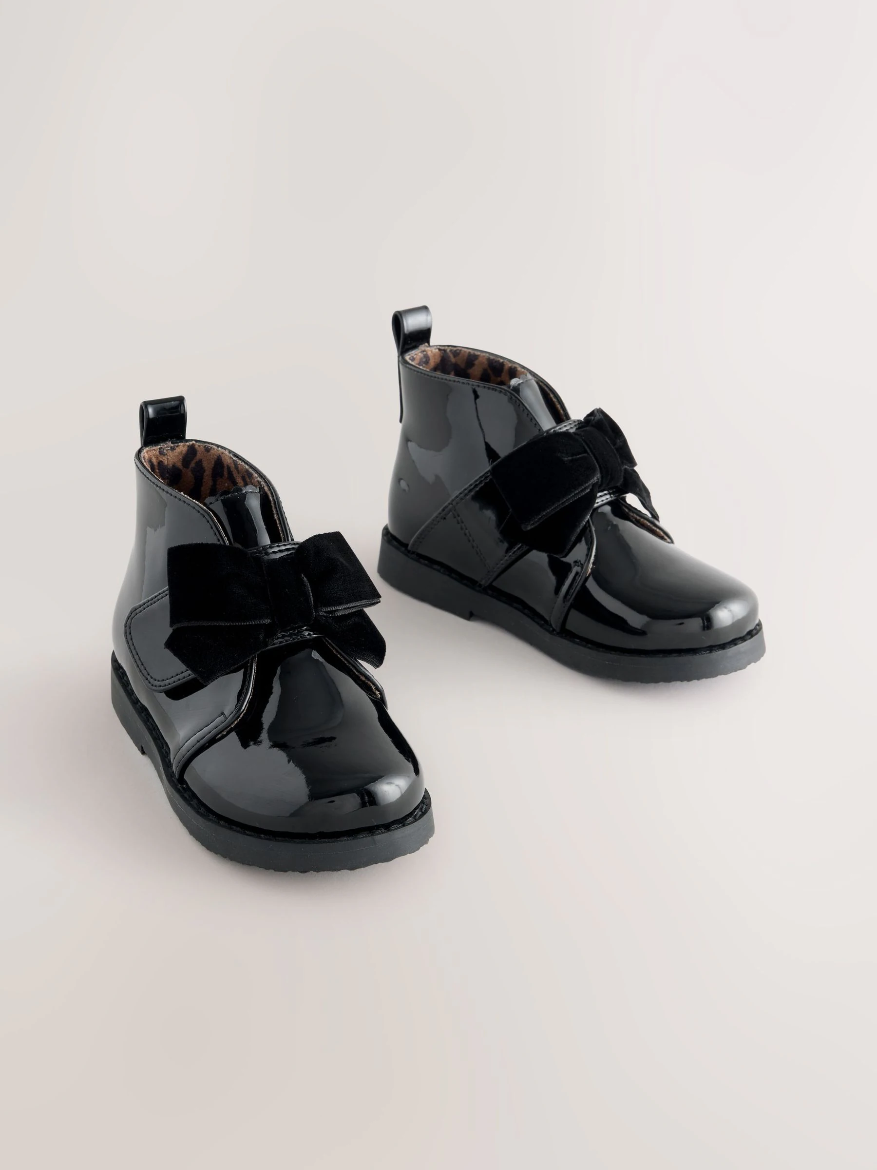 Zwart lak - Bow Detail Ankle Boots
