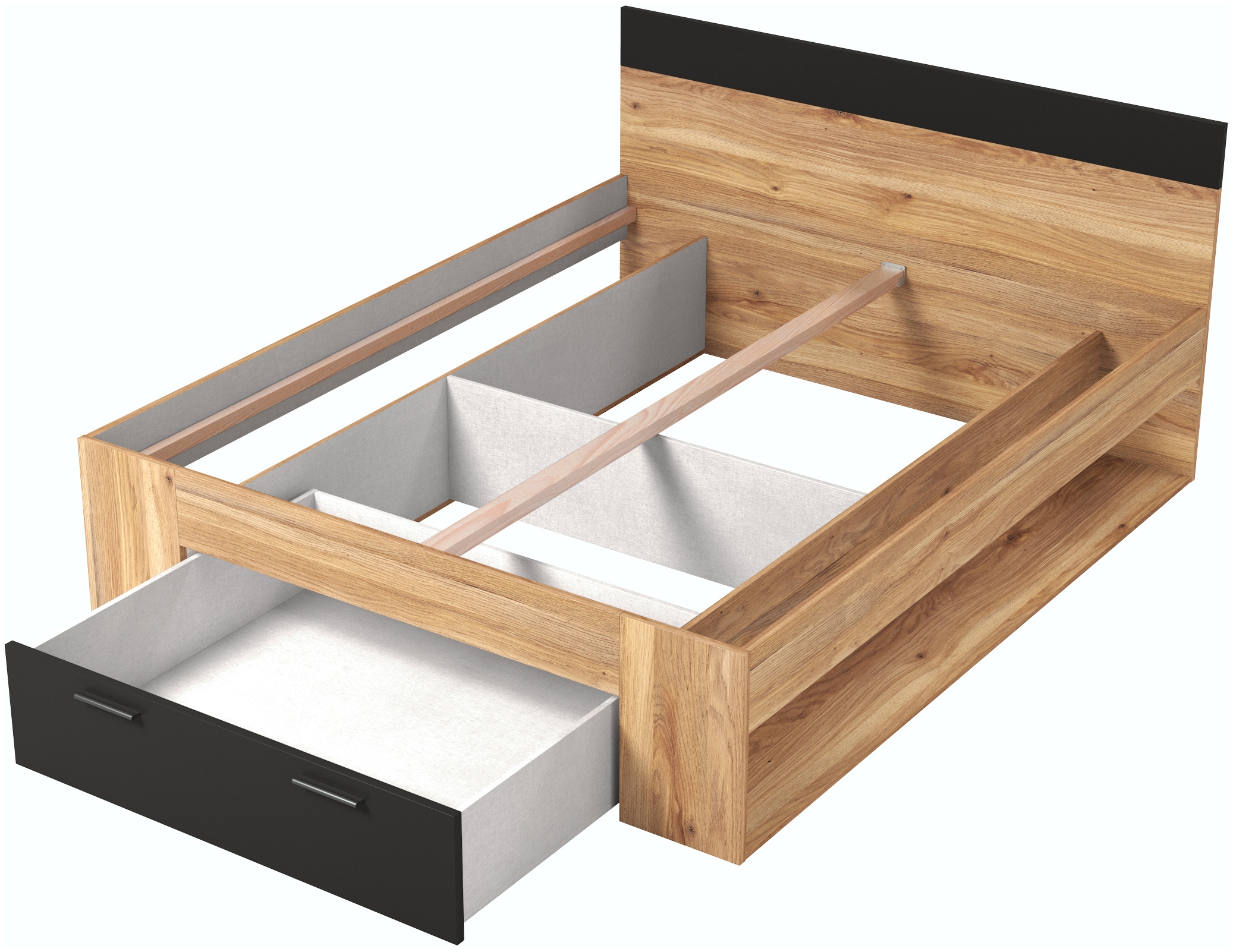 Home affaire Bettgestell »Faweza, Breite 160 bzw. 180 cm, Stauraumbett« Funktionsbett Schublade mit extra viel Stauraum