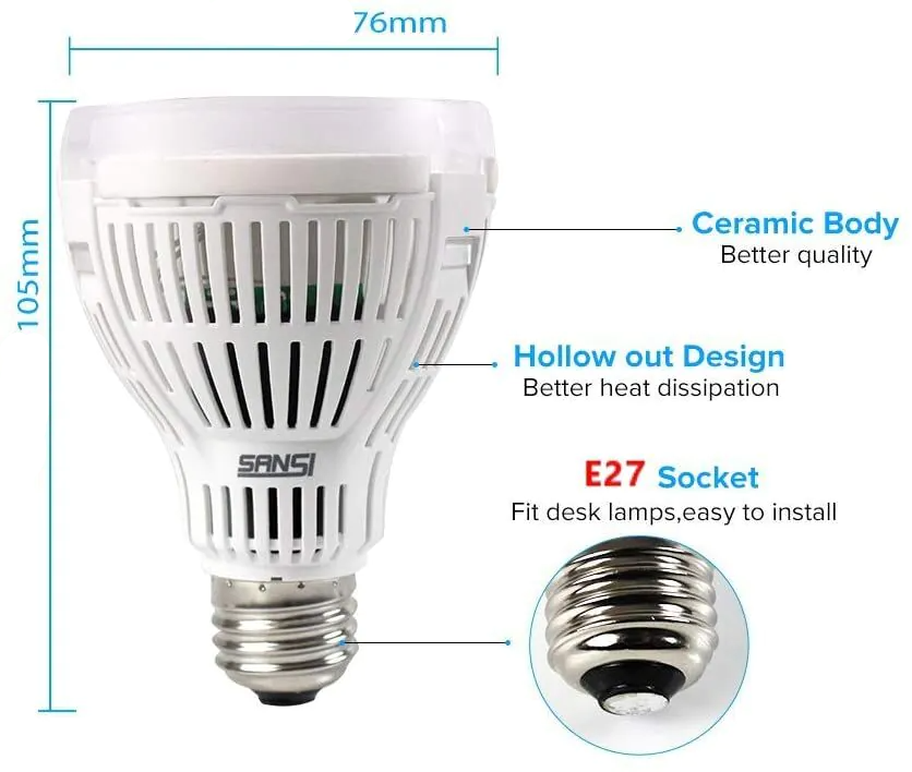 (15W) E27 34 LED's Grow Light Glühbirne Pflanzen Licht Full Spectrum Wachstumslicht für Pflanzen / Samen / Blüten (LE5521) - Kaltweiss