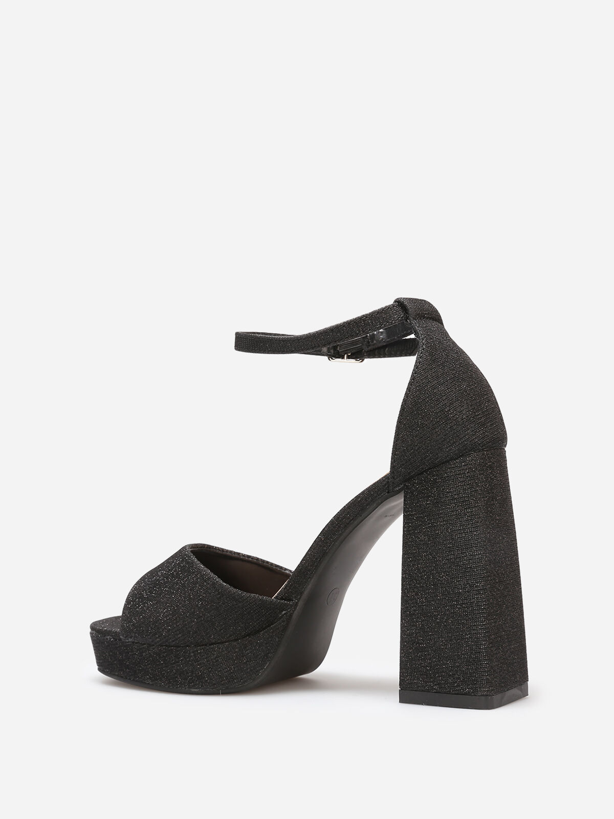 Sandales pailletées à talon haut- Noir