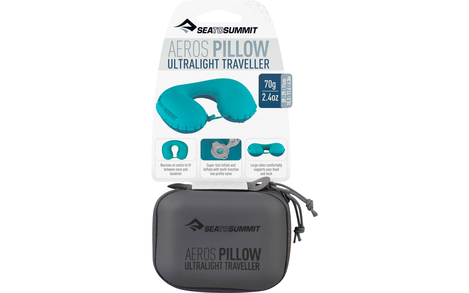 Sea to Summit Aeros Ultralight Pillow Traveller Nackenkissen, grau 39x11x29cm