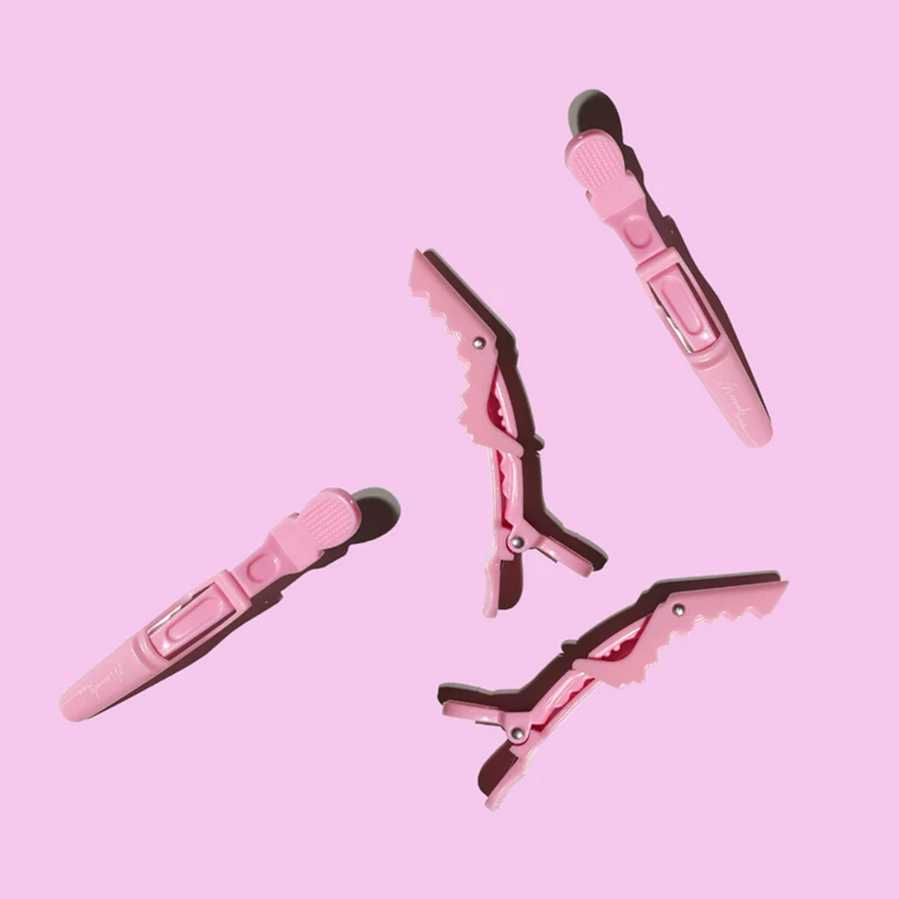 (4er Set) Grip Clips Coiffeur Haarspangen Abtrenn Klammern - Pink