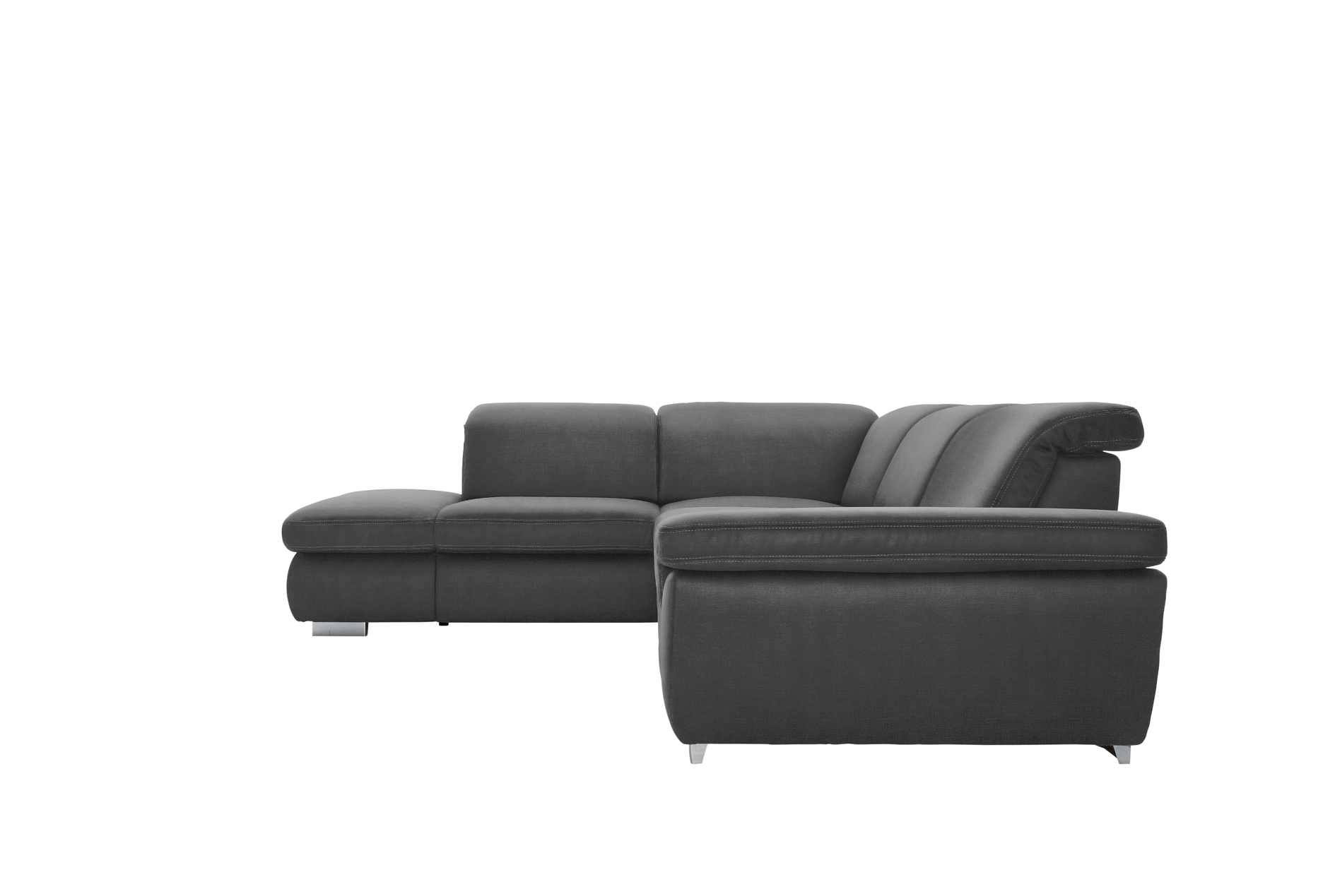 polsterpower Boxspringsofa - Miro grau - Basismodell - Ottomane links
