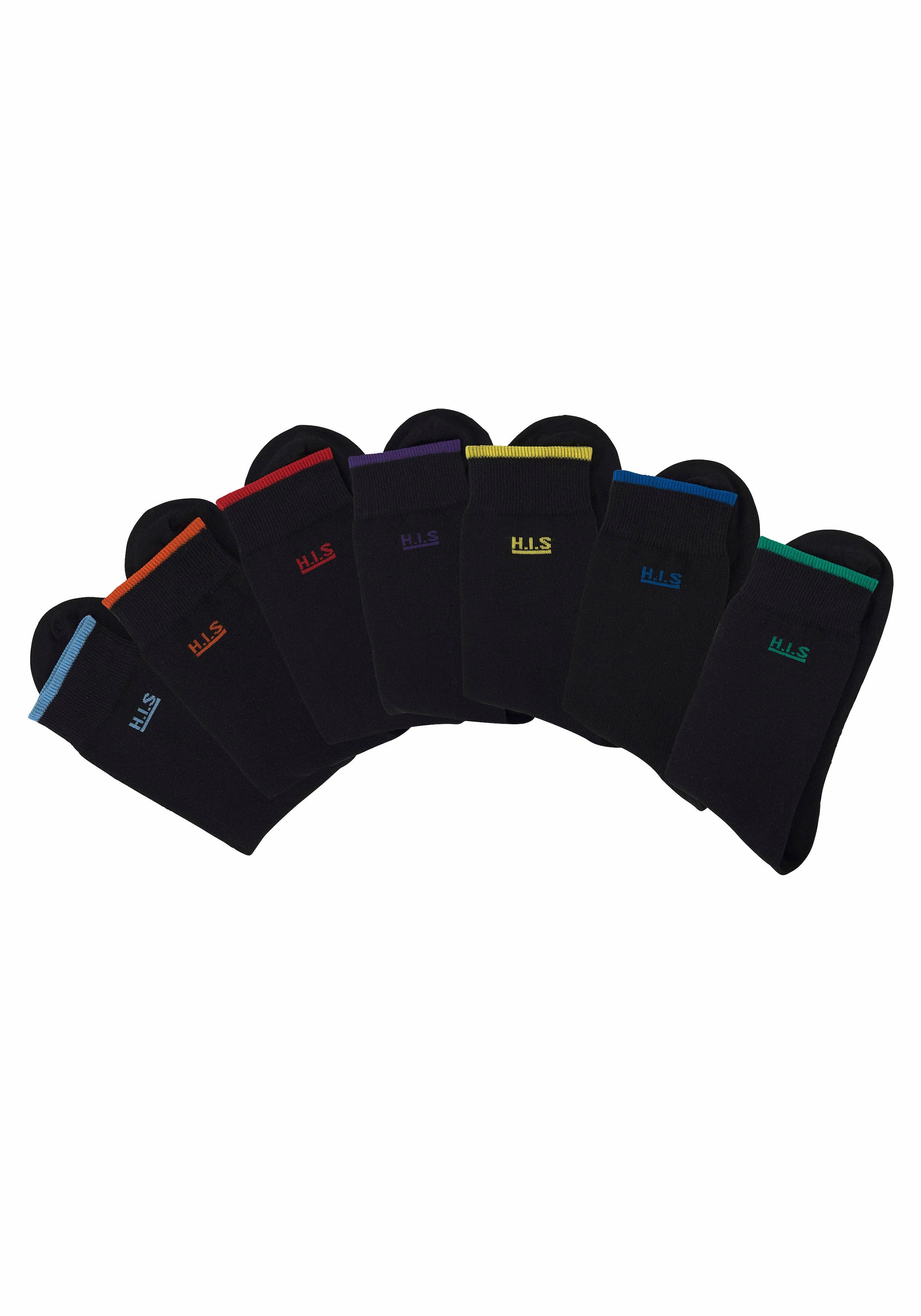 H.I.S Socken Packung, 7 Stk. tlg. mit farbigen Bündchen