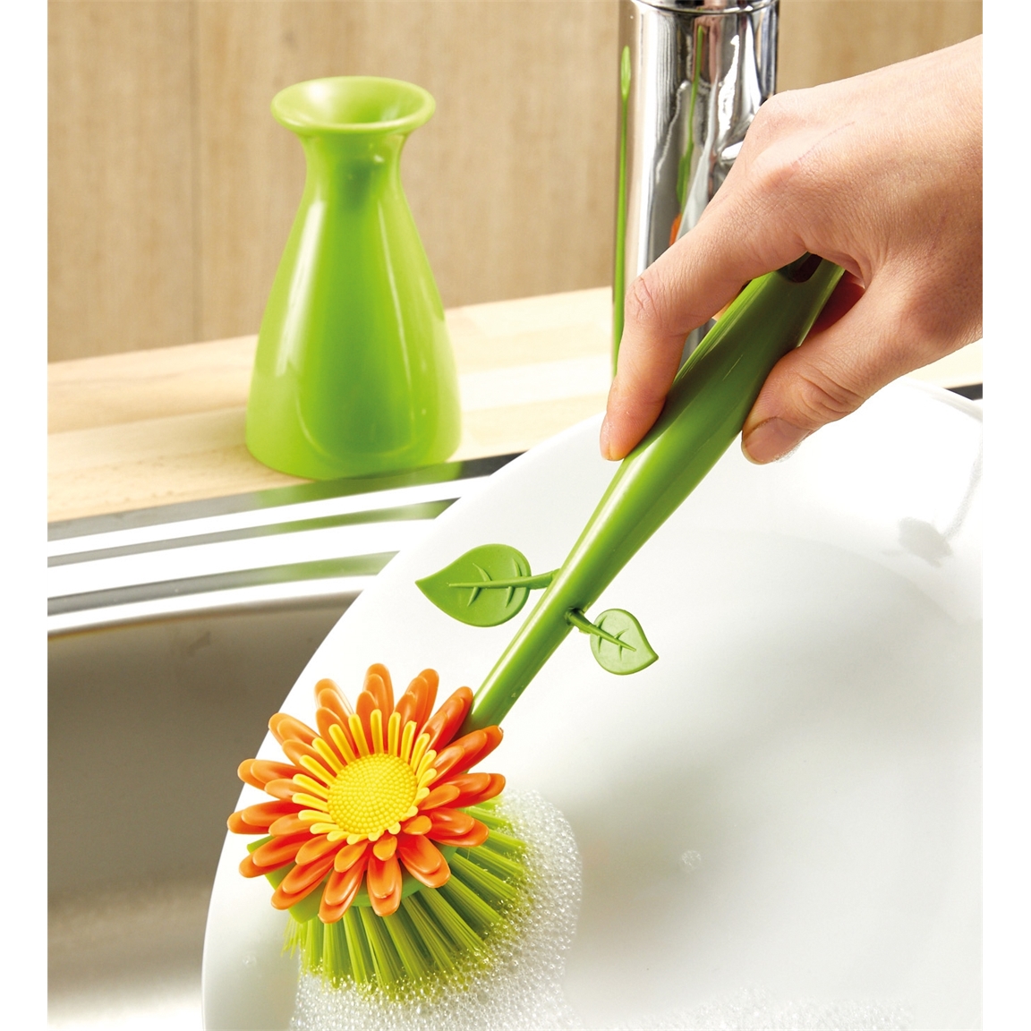 Lot de 2 brosses vaisselle fleur