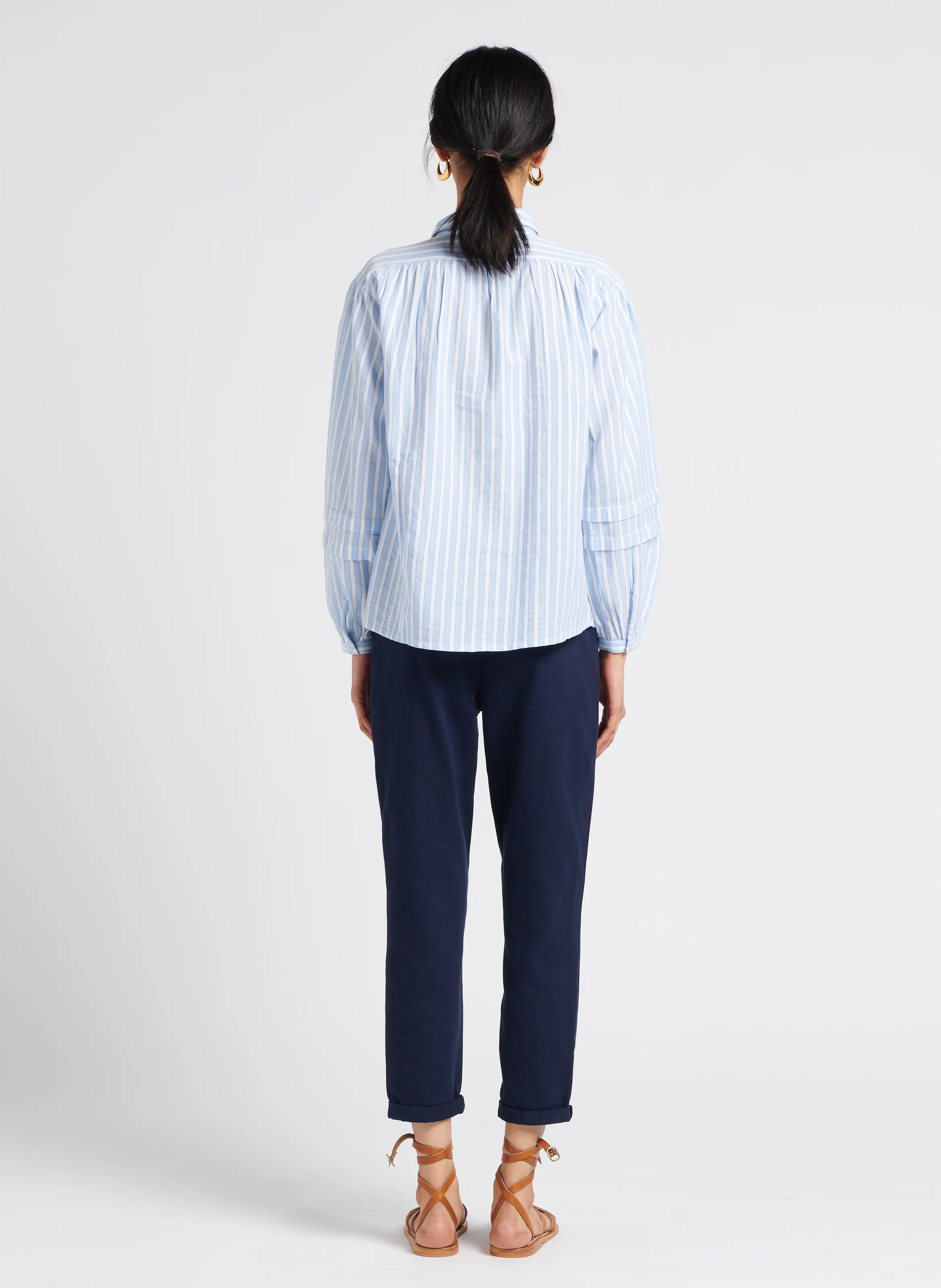 SABIL - Pantalon chino 7/8ème en coton| Bleu