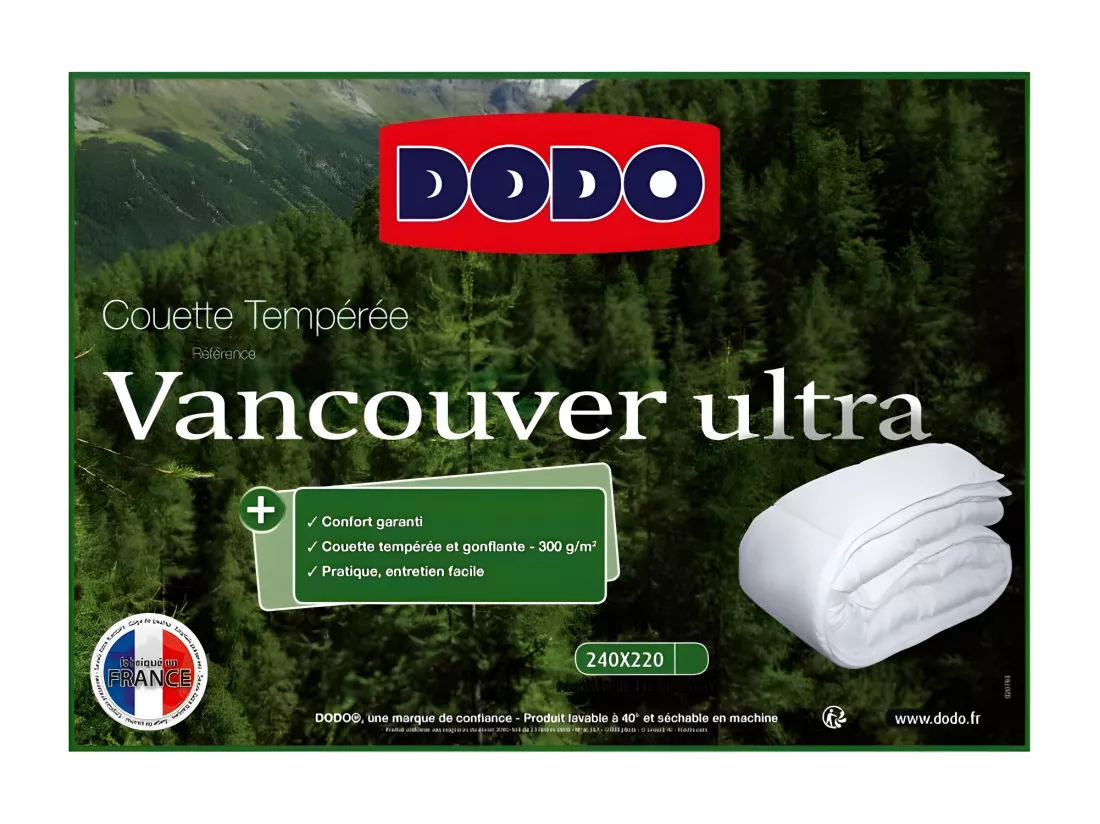 Couette chaude Vancouver Ultra - 220 x 240 cm - 300gr/m² - Blanc - DODO