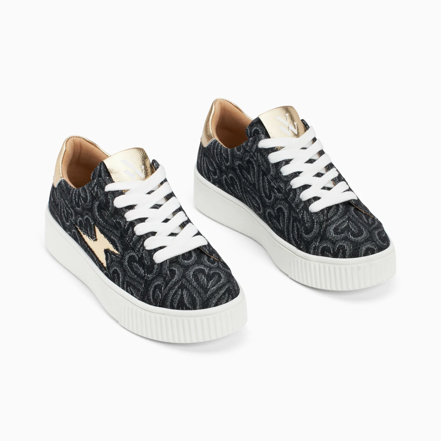 Sneakers-Baskets éclair Enola noir coeur à lacets