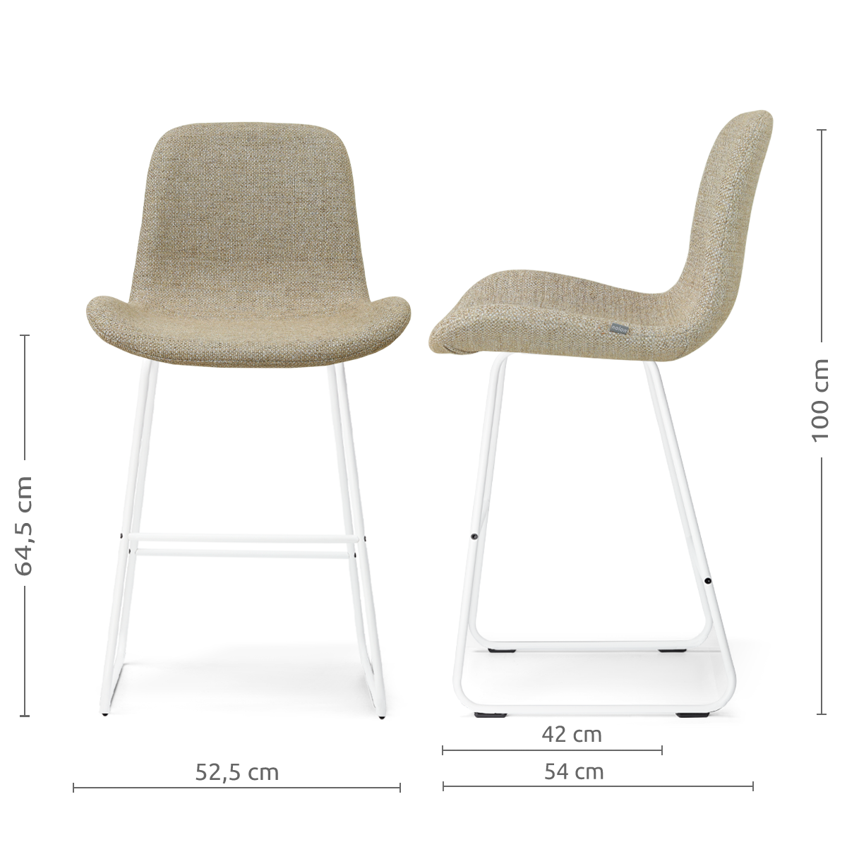 Barkruk Nino-Fé wit onderstel taupe melange 65 cm