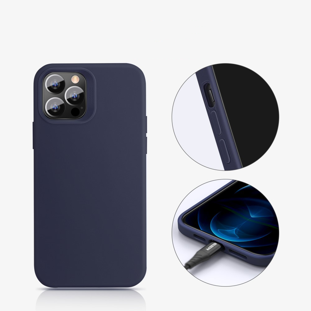 iPhone 12 / 12 Pro Cloud Series Silikon Case Hülle mit Kameraschutz - Dunkelblau