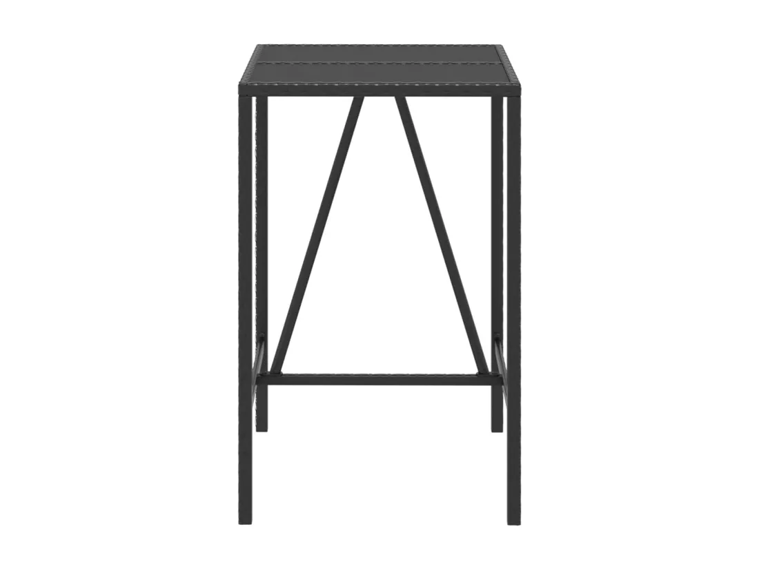 Prolenta Premium - Table de bar et dessus en verre noir 70x70x110 cm poly rotin