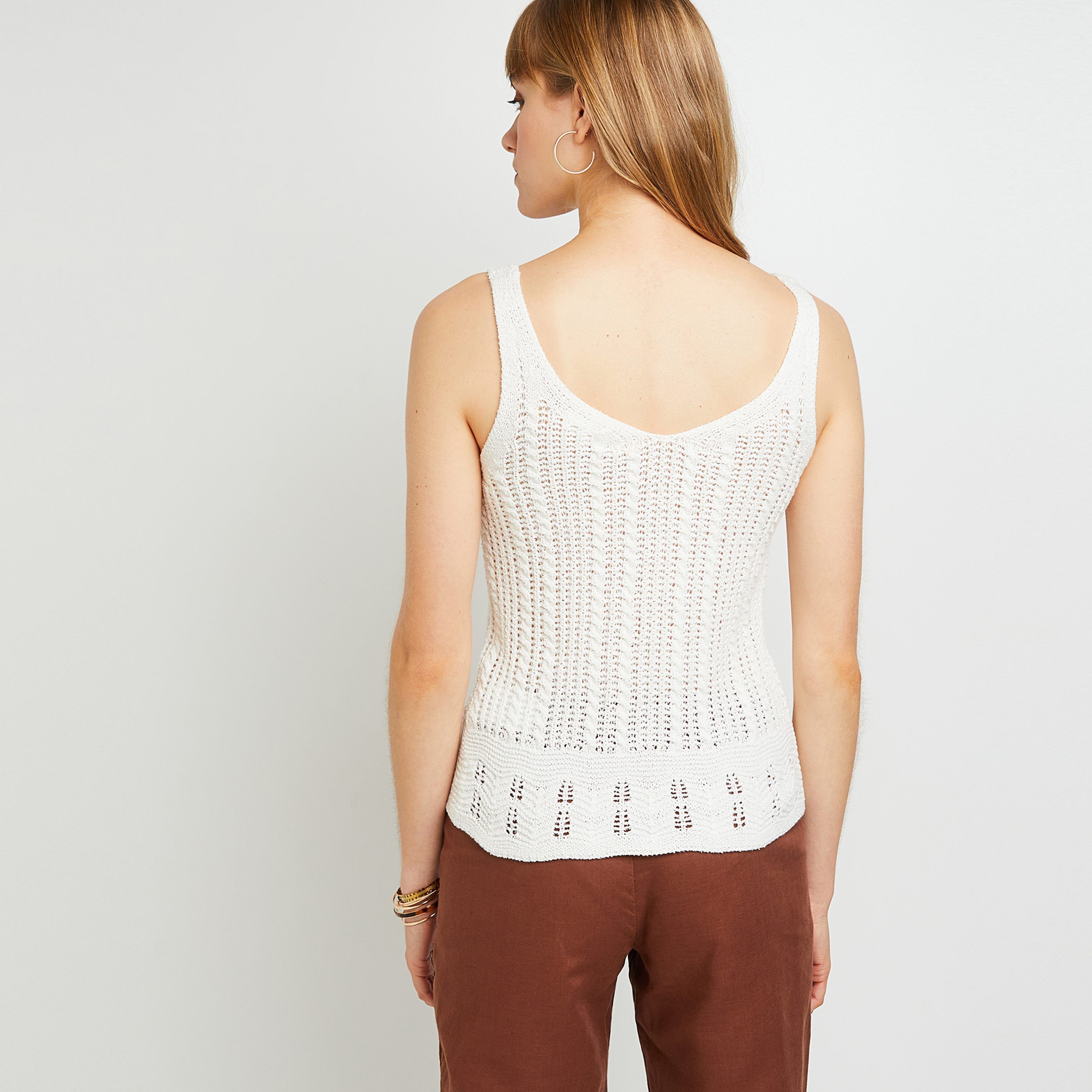 Débardeur ajouré femme - BLANC