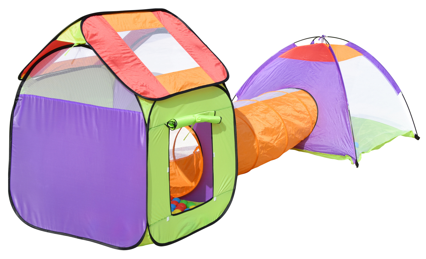 Spielzelt mit Tunnel bunt