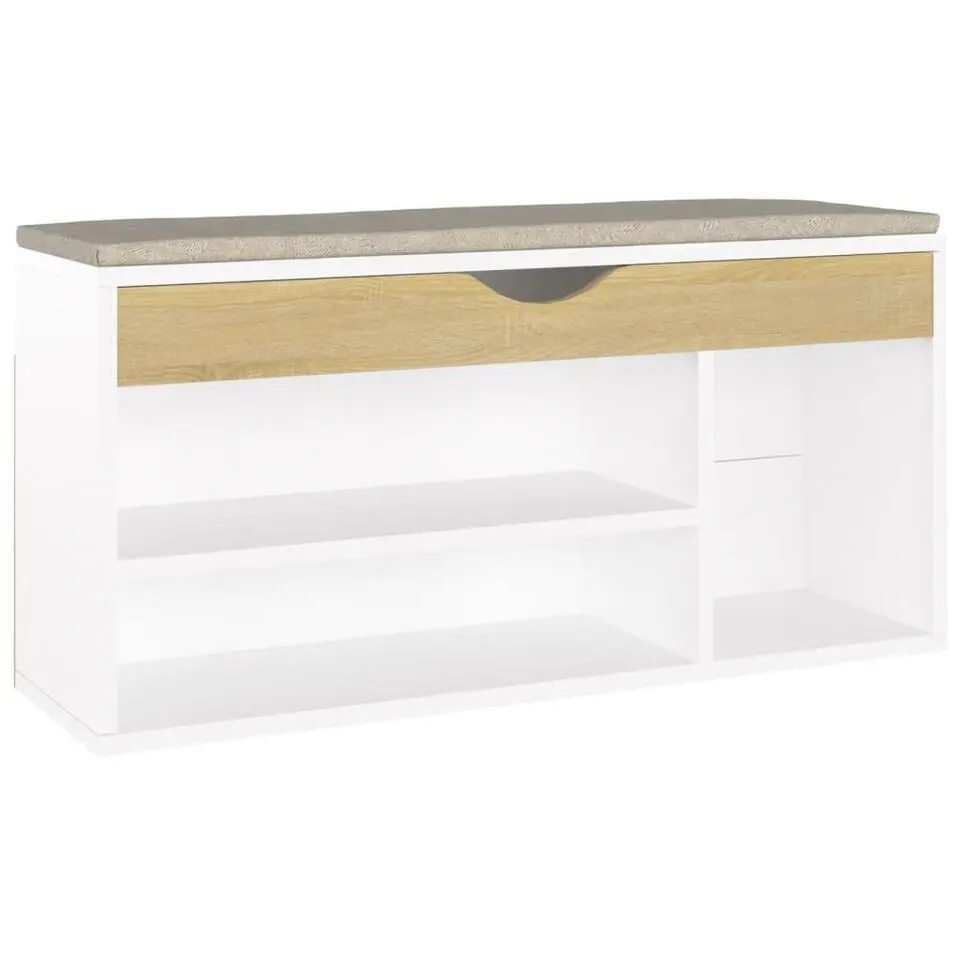 vidaXL - Schoenenbank - Beige - Bewerkt hout