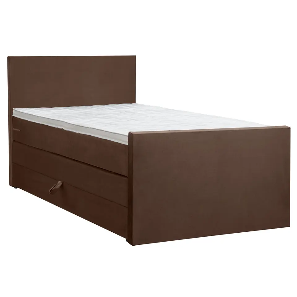 Boxspring met opbergruimte en voetbord Liv egaal - bruin - 120x200cm