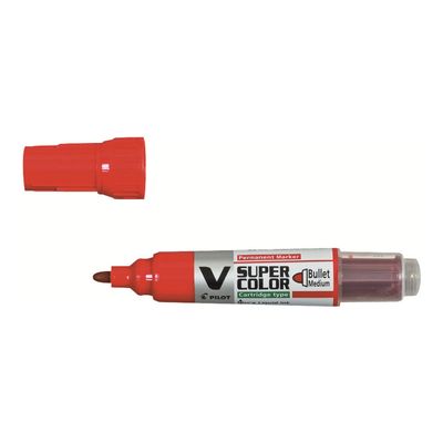 Pilot V SUPER COLOR - Marqueur permanent rechargeable - pointe ogive - rouge