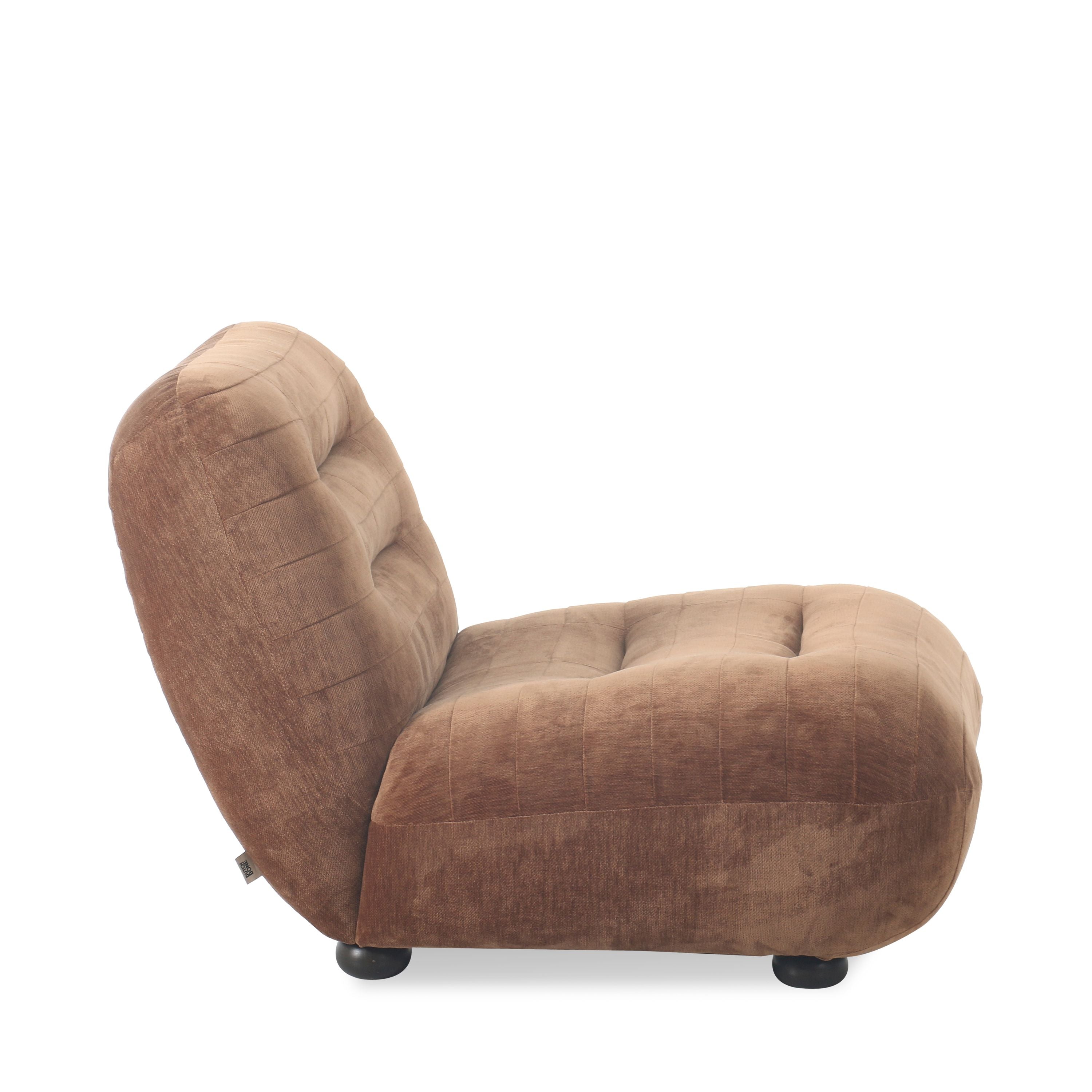 Dutchbone Wyatt Fauteuil Velours Cognac Bruin