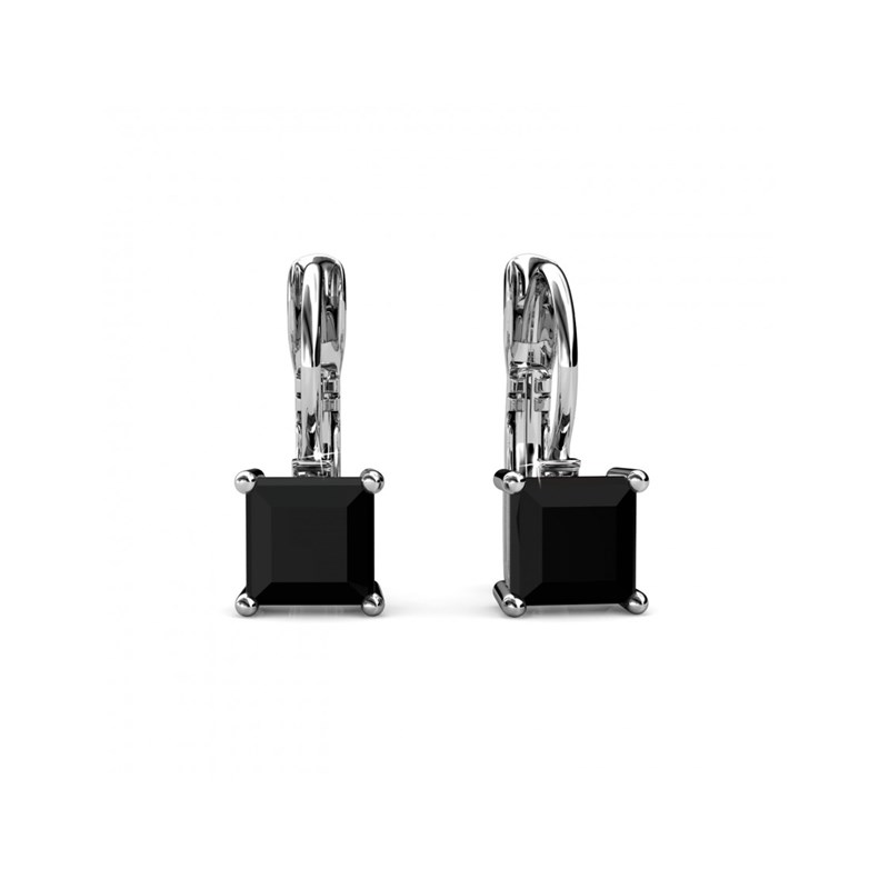 Boucles d'oreilles Square - Argenté et Noir
