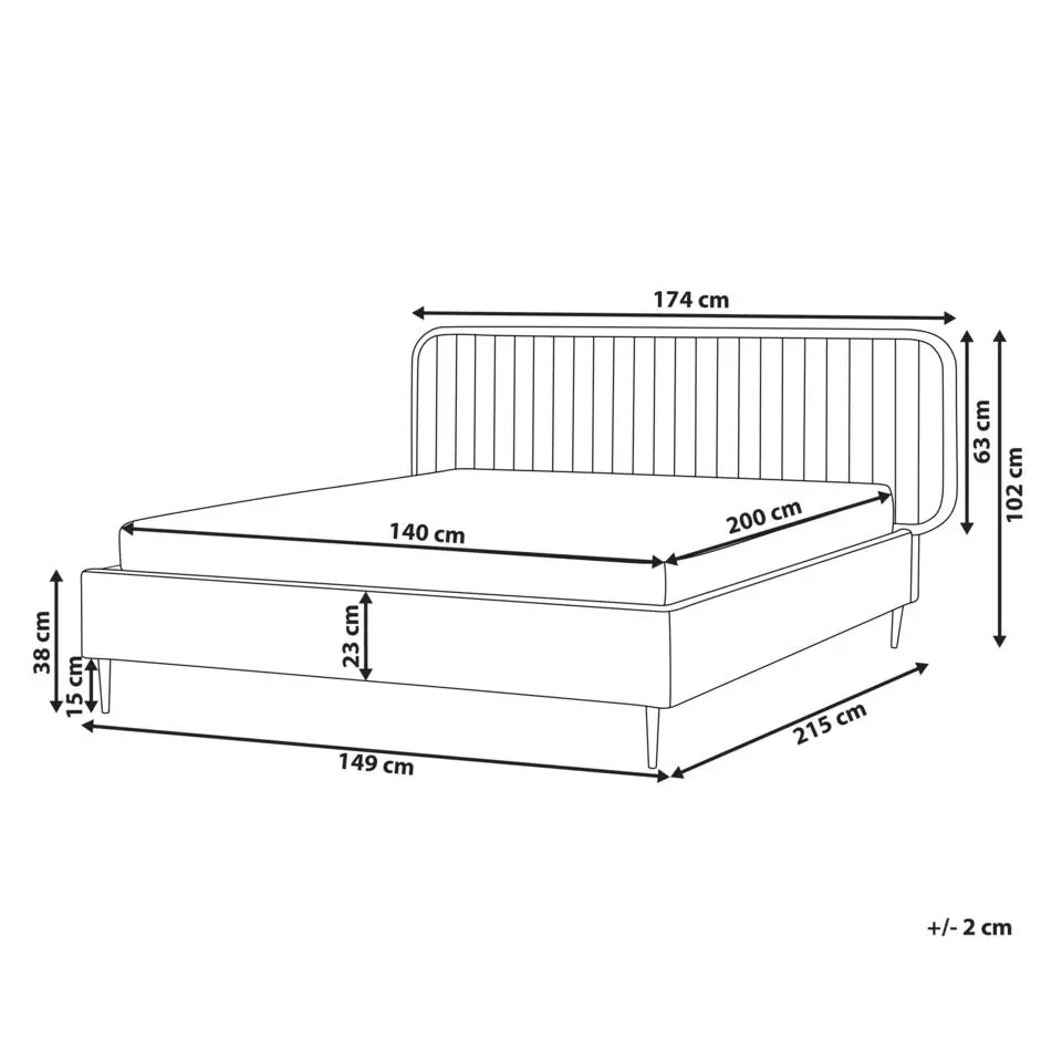 BRIN - Tweepersoonsbed - Beige - 140 x 200 cm - Fluweel