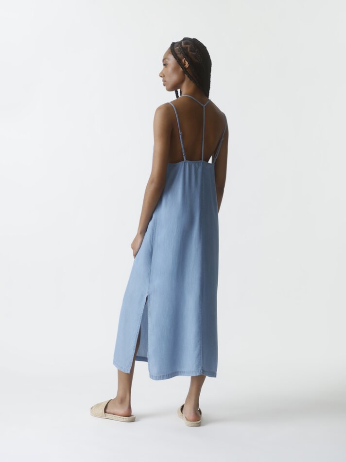 Vestido midi fluido com alças - Índigo