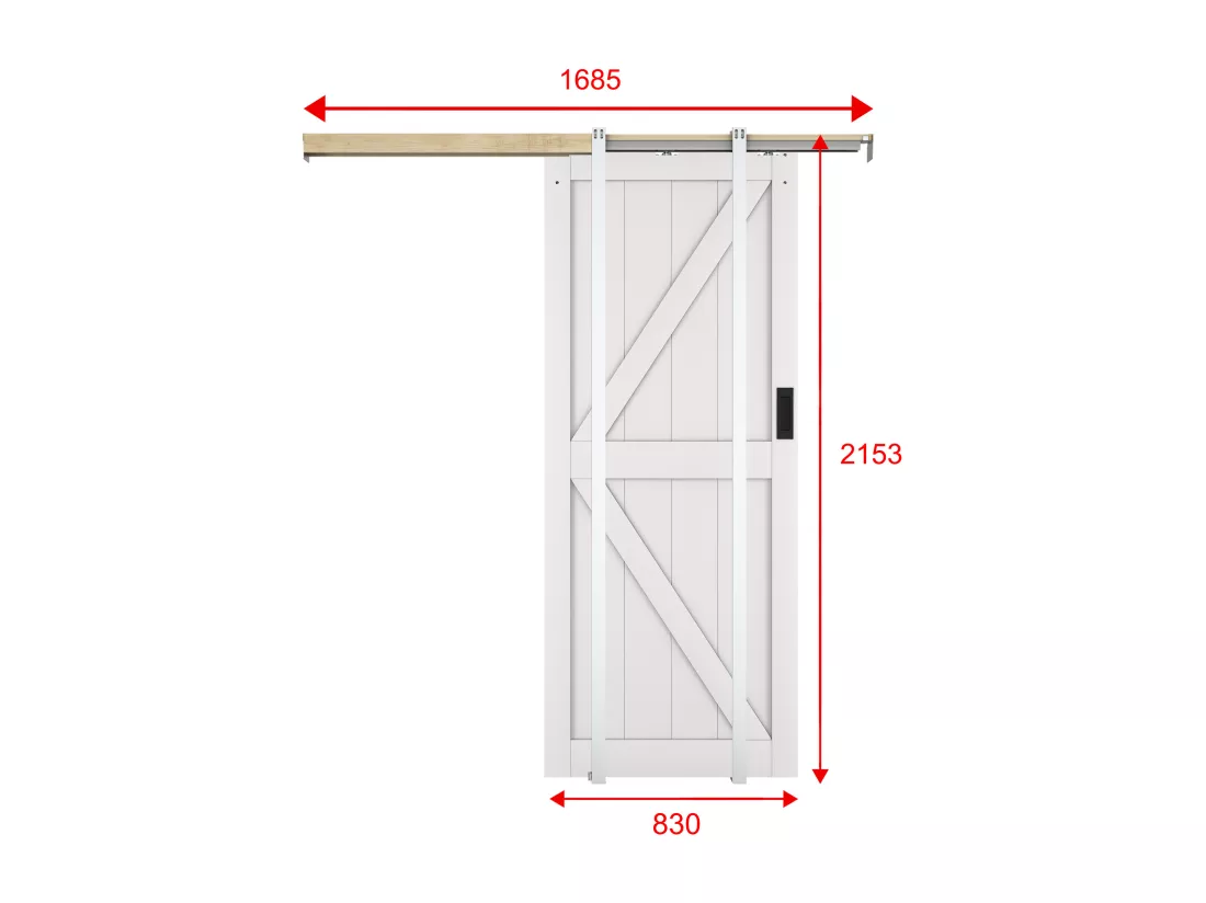 Porte coulissante avec système à galandage en bois et MDF - blanc - H205 x 83 cm - NEFARA