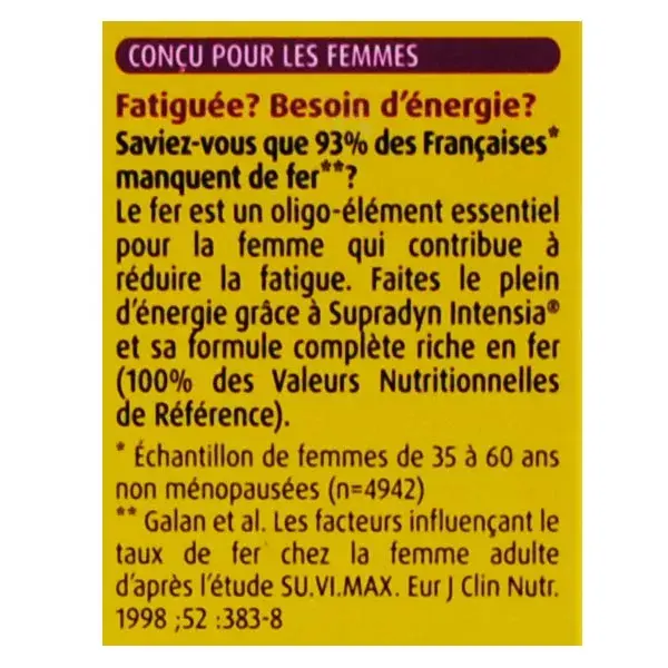 Supradyn Intensia Reduz a Fadiga Vitaminas Minerais e Ferro 30 comprimidos efervescentes