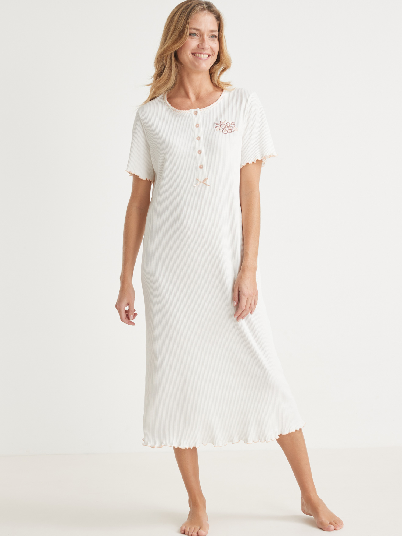 Chemise de nuit longue, interlock