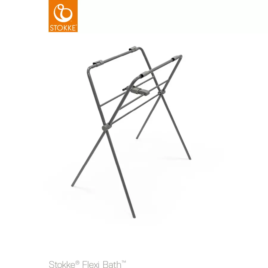 STOKKE® Badewanne und Badewannenständer Flexi Bath™ mit hitzeempfindlichem Stöpsel und Neugeborenenaufsatz grau ab der Geburt