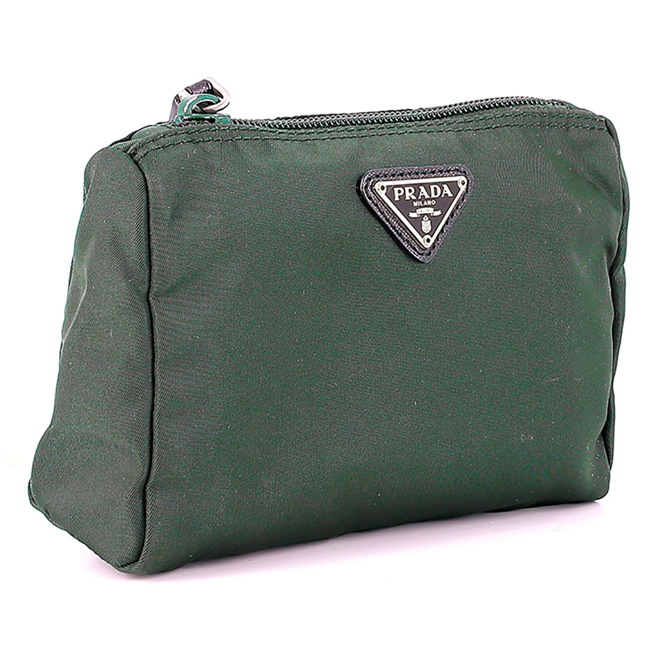 Prada Trousse de toilette en Nylon verte - Très bon état - 15x11 cm