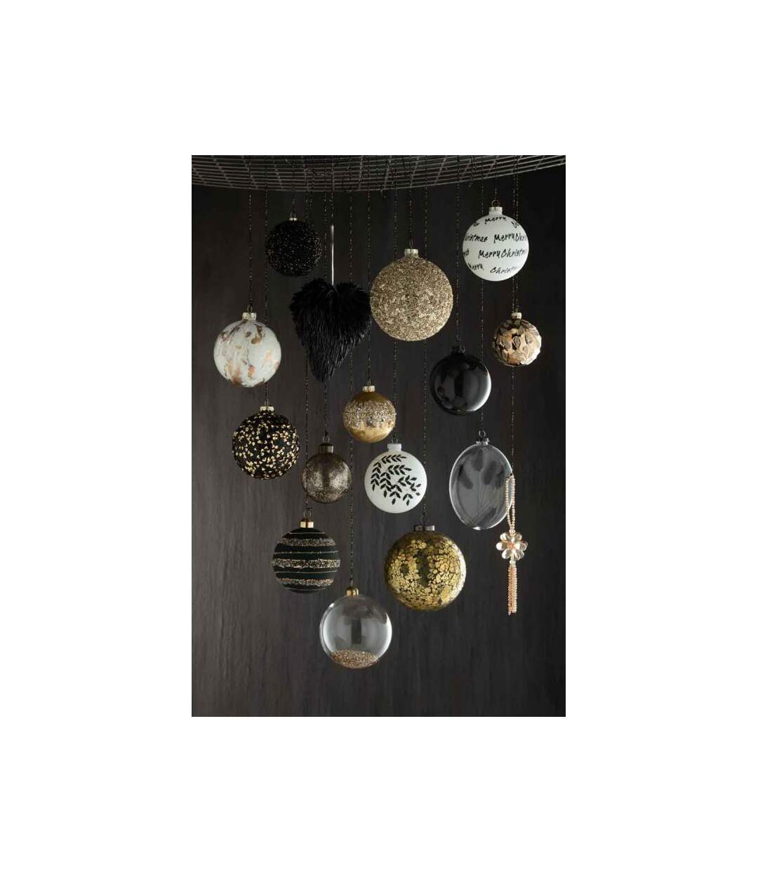 Paris Prix - Lot De 4 Boules De Noël feuilles Paillettes 10cm Blanc