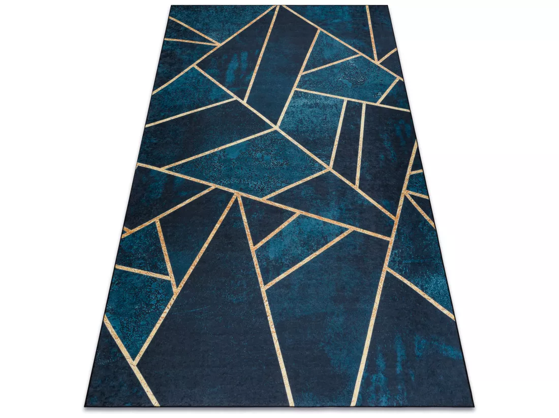 Tapis lavable ANDRE 1173 mosaïque, géométrique antidérapant - turq 120x170 cm
