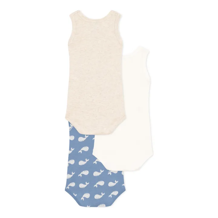 Petit Bateau Lot 3 Bodies Débardeur Baleines | Bleu