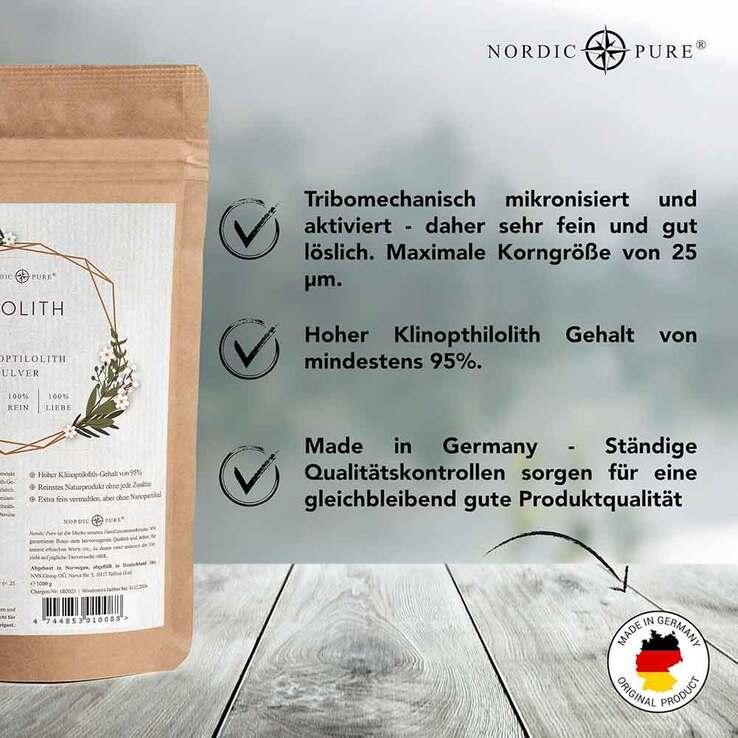 Zeolith Pulver 95% Klinoptilolith Nordic Pure, 1000 g