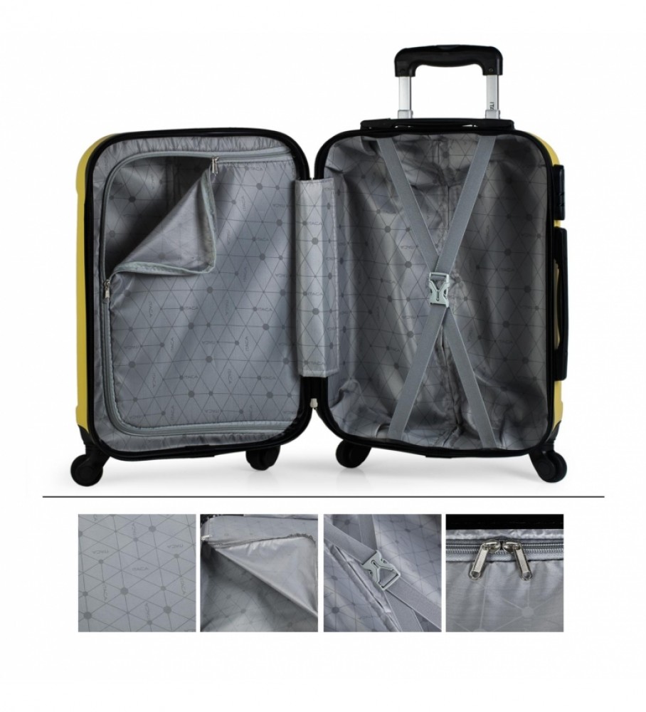 Mala de cabine rígida ITACA com 4 rodas 771150 Amarela - 55x37x20cm -