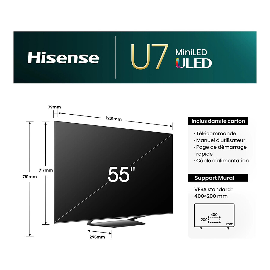 Hisense 55U7NQ - TV 4K UHD HDR - 139 cm
